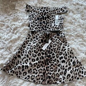 Express Leopard Print Skirt and Top